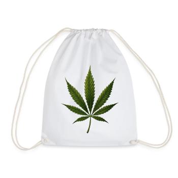 Cannabis Leaf Art Motif - Stylish Hemp Leaf - Drawstring Bag - white - Front