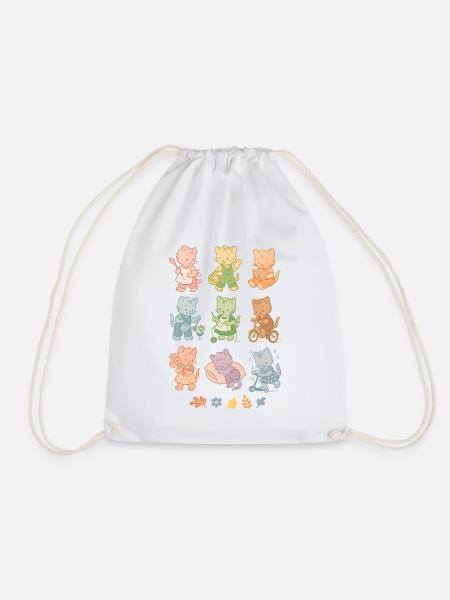 Verspielte Retro-Katzen | Vintage Look - Turnbeutel - Weiß