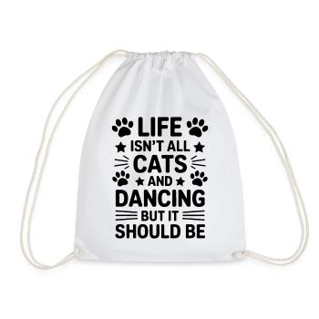 Tanzen Spruch Katzen Tanz Lustig Tanzen Geschenk - Turnbeutel - Weiß - Vorne