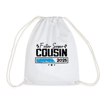 Futur super cousin 2025 Cadeau - Sac de sport léger - blanc - Devant