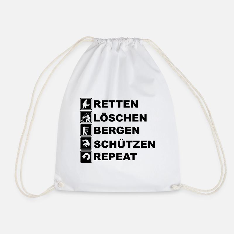 Eat sleep Feuerwehr Repeat - Turnbeutel - Weiß