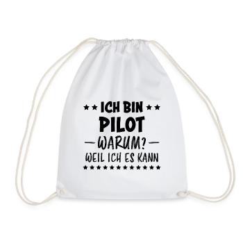 Pilot Spruch Flug Flugsport Witz Piloten Geschenk - Turnbeutel - Weiß - Vorne