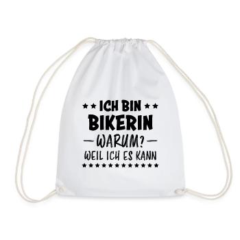 Bikerin Spruch Motorrad Lustiges Bikerin Geschenk - Turnbeutel - Weiß - Vorne