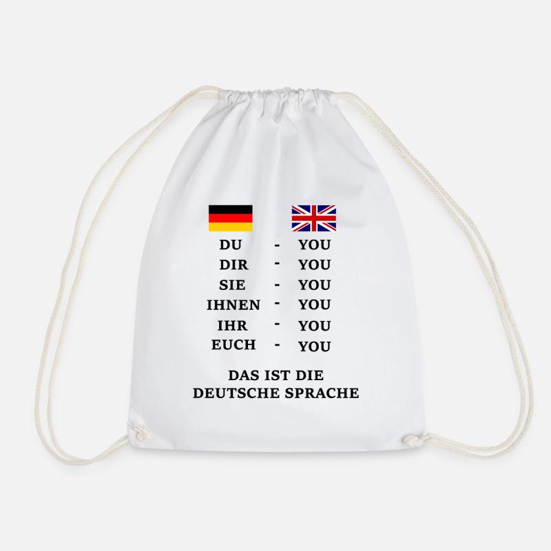 Saying Language German English You Du declension - Drawstring Bag - white