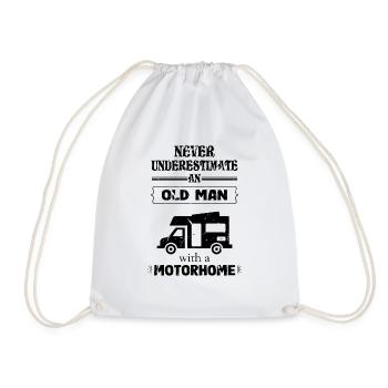 Motorhome camping pensioner camper old man WOMO - Drawstring Bag - white - Front