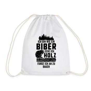 Schreiner Holz Biber Bauherr Tischler Zimmermann - Turnbeutel - Weiß - Vorne