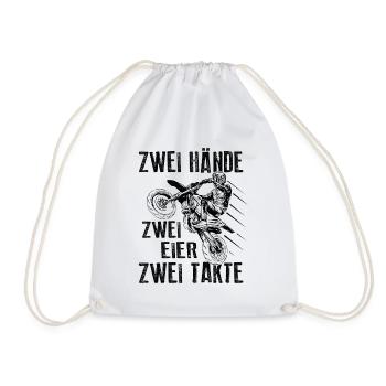 Zweitakt Supermoto Zwei Hände Zwei Eier Zwei Takte - Turnbeutel - Weiß - Vorne