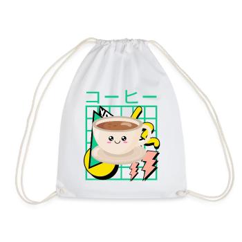 The 90s Japanese Kawaii Coffee - Drawstring Bag - white - Front