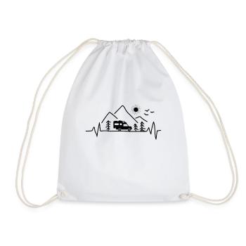 Pickup with cabin heartbeat settling cabin - Drawstring Bag - white - Front