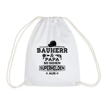 Bauherr und Papa so sehen Superhelden aus - Turnbeutel - Weiß - Vorne
