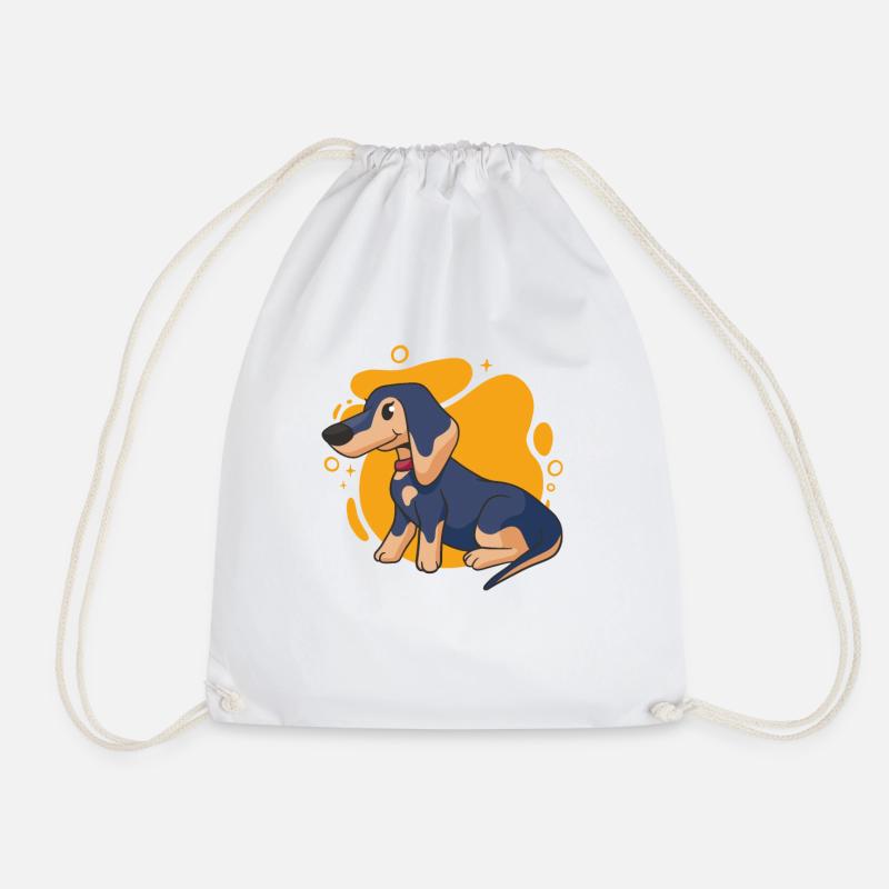 dachshund - Drawstring Bag - white