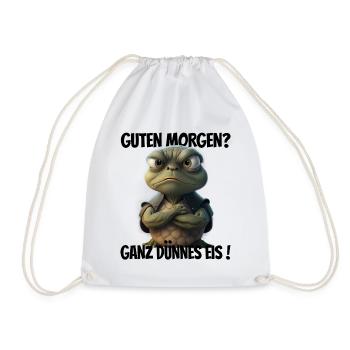 Guten Morgen? Ganz dünnes Eis! Lustige Schildkröte - Turnbeutel - Weiß - Vorne