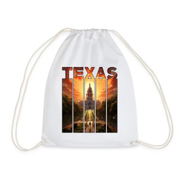 Texas Motif Horse Rides Into The Sunset - Drawstring Bag - white - Front