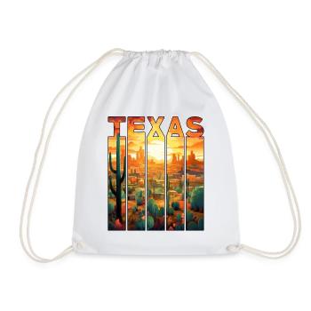 Texas Motiv Tourist Wüstenstadt Sonnenuntergang - Turnbeutel - Weiß - Vorne