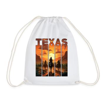 Texas Motif Horse Rides Into The Sunset - Drawstring Bag - white - Front