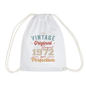 August 1972 Vintage Vintage Birthday Retro - Drawstring Bag - white - Front