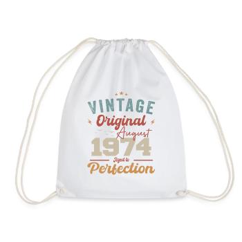 August 1974 Vintage Vintage Birthday Retro - Drawstring Bag - white - Front