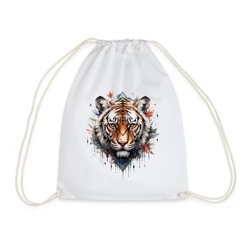 Tiger - Drawstring Bag - white - Front