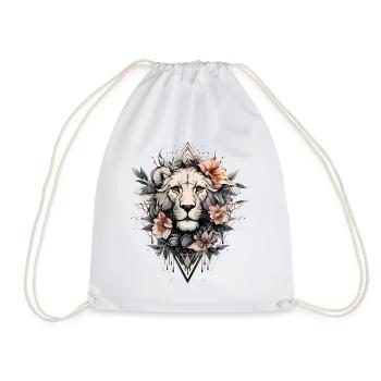 Lion - Drawstring Bag - white - Front