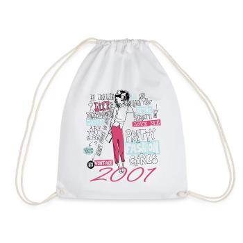 Vintage 2001 Gift Birthday 2001 Girl 2001 - Drawstring Bag - white - Front