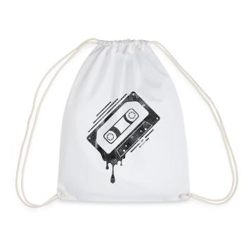 Dripping Cassette Tape - Drawstring Bag - white - Front