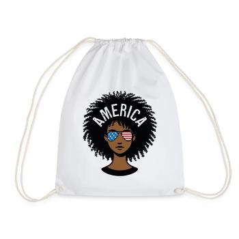 America Afro - Drawstring Bag - white - Front