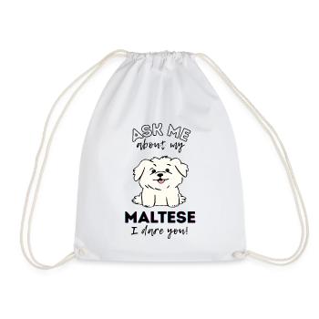 Cute Cartoon Maltese Dog – Adorable Puppy Love - Drawstring Bag - white - Front