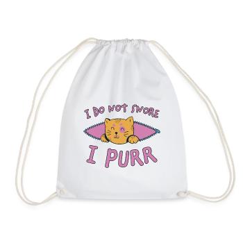 Purring Snoring Funny Saying Cat Gift - Drawstring Bag - white - Front