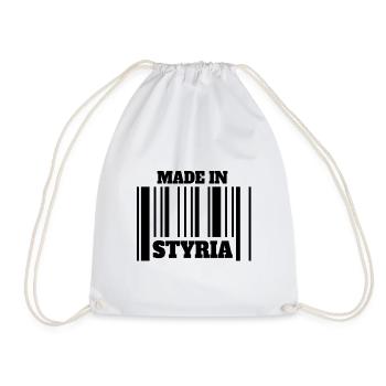 MADE IN STYRIA STEIERMARK STEIRER BARCODE GESCHENK - Turnbeutel - Weiß - Vorne