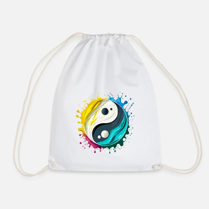 Yin Yang - Drawstring Bag - white