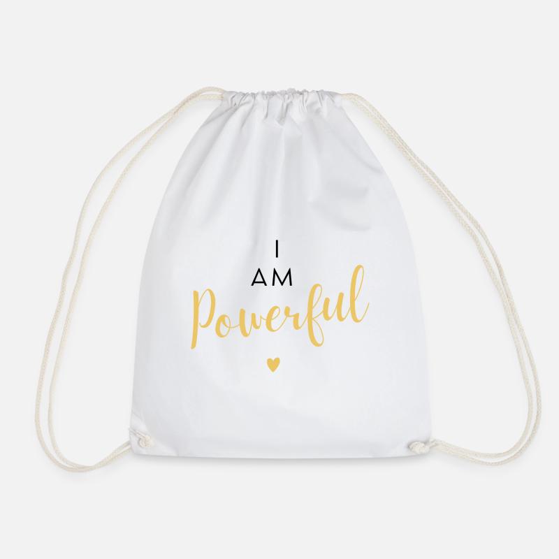 I am Powerful Self-Love - Drawstring Bag - white