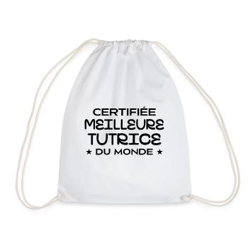 Certified Best Tutor in the World - Drawstring Bag - white - Front
