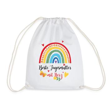 Beste Tagesmutter mit Herz Gift Tagespflegeperson - Turnbeutel - Weiß - Vorne