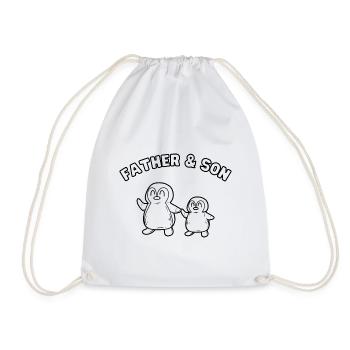 Penguin Family Father & Son Outline - Drawstring Bag - white - Front