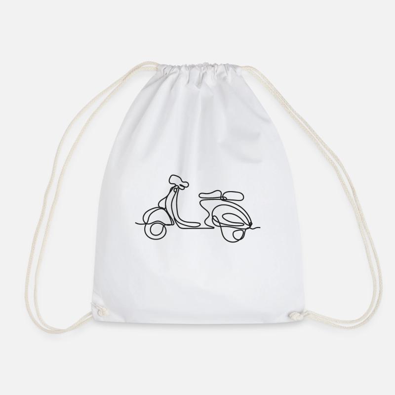 Biker Geschenk Motorrad Linie ART Geschenk - Turnbeutel - Weiß