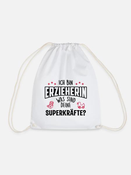 Ich bin Erzieherin - was sind deine Superkräfte? - Turnbeutel - Weiß