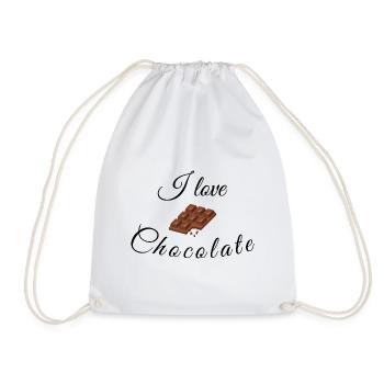I love Chocolate Gift Idea Snack Chocolate - Drawstring Bag - white - Front