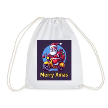 Noël avec moto et T-shirt / tasse cadeaux - Sac de sport léger - blanc - Devant