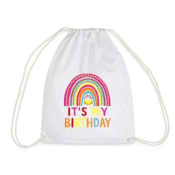 fille c’est mon anniversaire fille arc-en-ciel anniversaire - Sac de sport léger - blanc - Devant