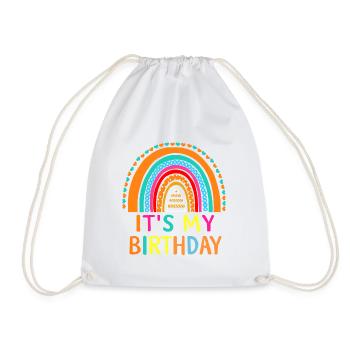 Fille c’est mon anniversaire Fille Arc-en-ciel Anniversaire - Sac de sport léger - blanc - Devant