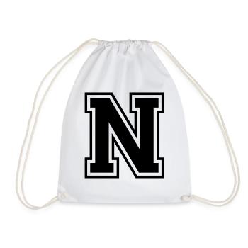 Letter N Team Football Baseball Basketball University - Drawstring Bag - white - Front