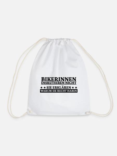 Bikerin Lustiger Spruch Bike Fun Sprüche Geschenk - Turnbeutel - Weiß