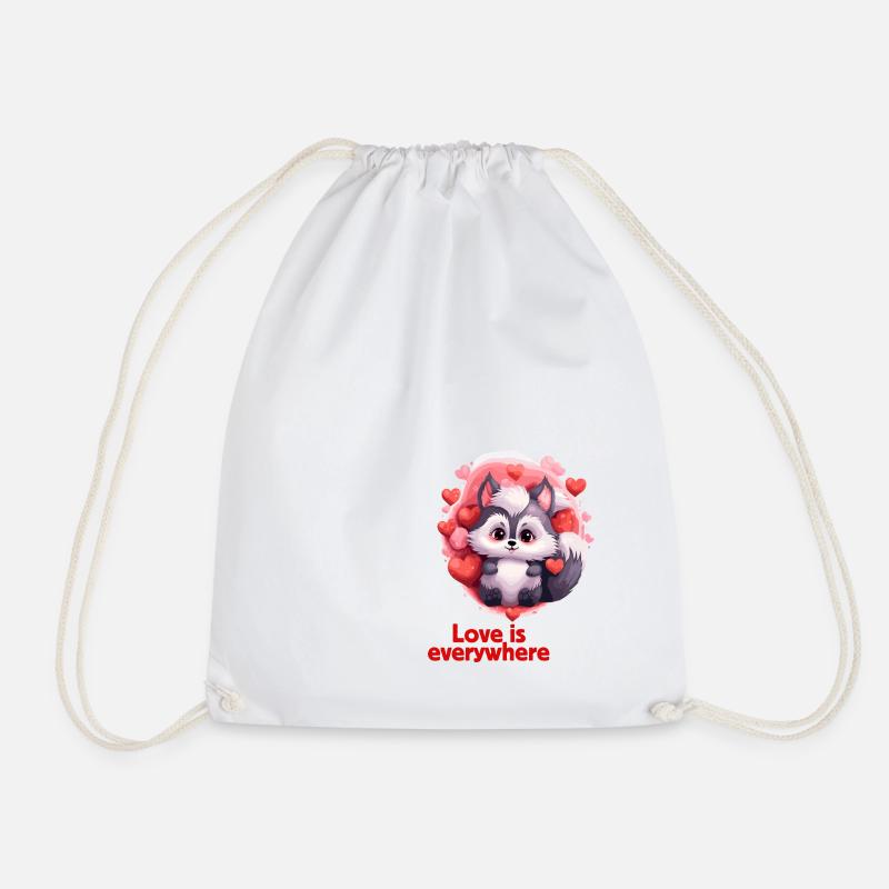 Cute Valentine's Day Design Animals - Drawstring Bag - white