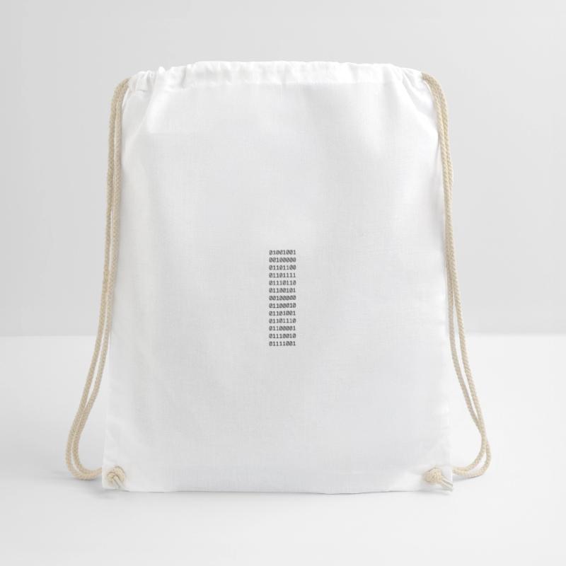 "I LOVE BINARY" in binary. Drawstring Bag