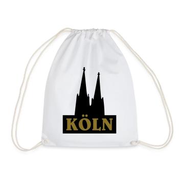 Köln Logo mit dem Kölner Dom - Turnbeutel - Weiß - Vorne