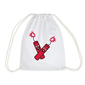 crazy 2 friends team couple party kracher sat - Drawstring Bag - white - Front