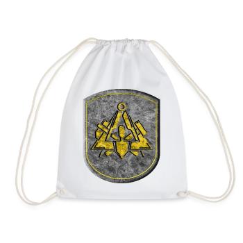 Zunftzeichen Maurer 3D Steinoptik Gold Emblem - Turnbeutel - Weiß - Vorne