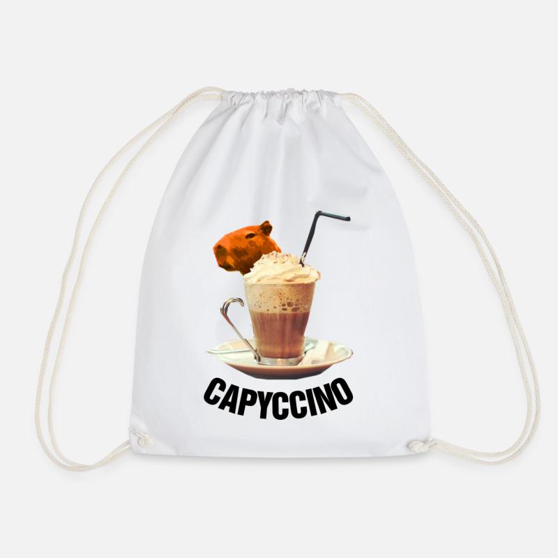 cute capybara - Drawstring Bag - white