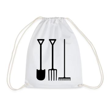 Outils de jardin pelle râteau et fourche - Sac de sport léger - blanc - Devant