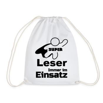 Super Leser Geschenk - Turnbeutel - Weiß - Vorne